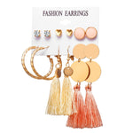SANNIDHI 6 Pairs Earrings Combo Set Hoop Earrings for Women Girls, Acrylic Tassel Dangle Drop Earrings, Fashion Stud Earrings for Women, Birthday Party Gift