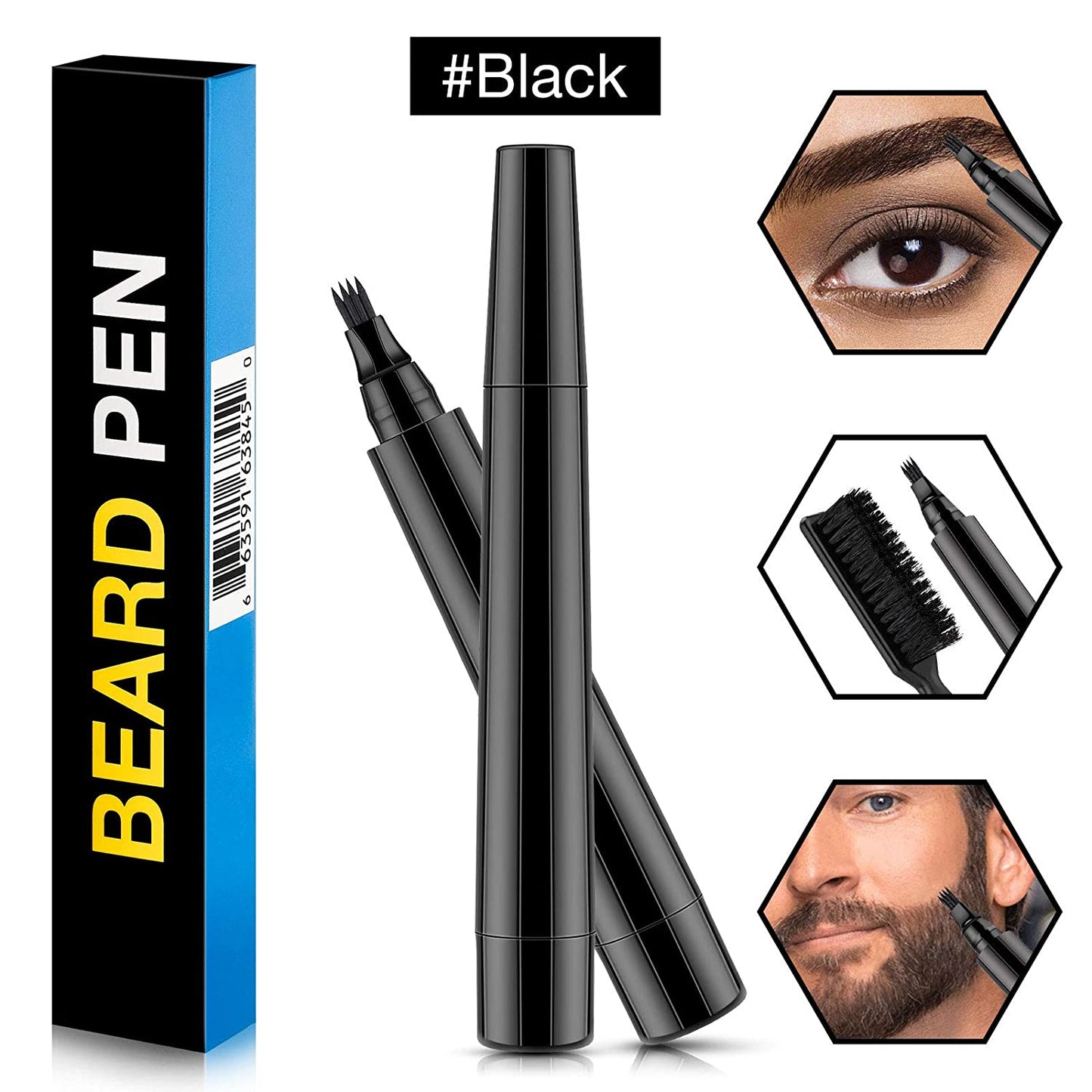 MAYCREATE  Beard Pencil Filler for Men with Bristle Beard Brush Natural Enhancer to Fill, Barber Pencil Mustache Kit for Men Beard, Moustache, Eyebrows