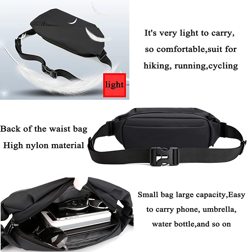 GUSTAVE Waist Bag for Men Women with Adjustable Strap, Stylish Fanny Pack Waterproof Chest Bag Lightweight Belt Bag for Running Travel Sports Cycling Workout Gym Outdoor