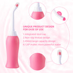 HANNEA 450ml Portable Retractable Travel Bidet for Toilet Handheld Postpartum Perineal Cleansing Childbirth Cleaner with Bag/2 Nozzles- for Outdoor,Camping,Personal Hygiene (Pink)