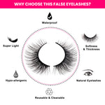 MAYCREATE 7 Pairs False Eyelashes Party Look 3D Lashes 15-18mm Fake Eyelashes For Party