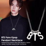 SANNIDHI BTS Fans Kpop Small Pendant Necklace, Fashion Bangtan Boys Titanium Steel Alphabet Necklaces, Fashion Jewelry Accessory, Cool Style for Boy Girls Women Men