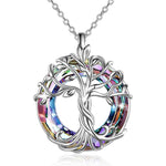 SANNIDHI Tree of Life Alloy Necklace for Women Girls,Fashion Wardrobe Accessory Charms Jewellery for Dress jacket Daily Party Gift-Silver
