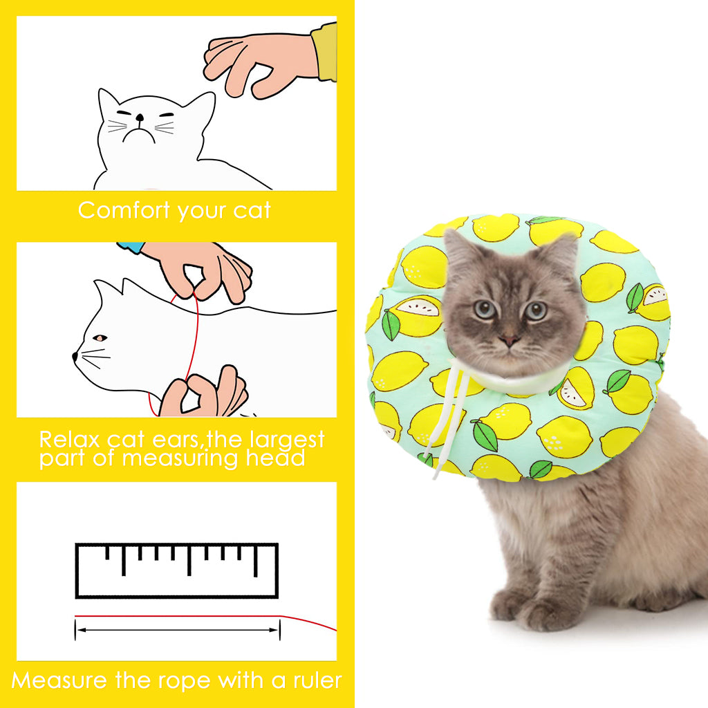 Qpets Cat Cone Collar Comfy & Soft Stuffed PP Cotton Adjustable Size Machine Washable, After Surgery for Anti-Licking Dog Cone Collar,Surgery Recovery Collar for Pet (S :12-22cm)