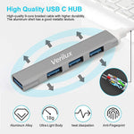 Eleboat® 4 USB Ports with USB Hub , High Speed Aluminum Type C Hub, 1 usb3.0 and 3 usb 2.0 -Space Grey