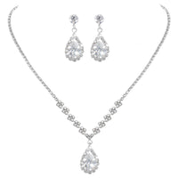 SANNIDHI  Necklace Set for Women Girls Shining Jewellery Set With Earrings Crystal Wear Rhinestone Choker Necklace Costume Jewelry Anniversary
