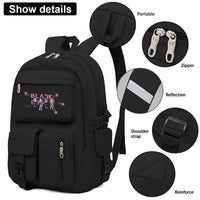 PALAY Blackpink Bags for Girls School Backpack Blackpink Kpop Theme Prints with USB Charging and Headset Port Backpack for Student College School Bag for Girls