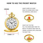 ZIBUYU  Pocket Watch with Chain for Men Antique Retro Style Alloy Pocket Watch Special Birthday Gift for Husb 4.6 CM Diameter -Golden