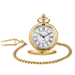 ZIBUYU  Pocket Watch with Chain for Men Antique Retro Style Alloy Pocket Watch Special Birthday Gift for Husb 4.6 CM Diameter -Golden