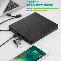 ZORBES External DVD Drive, USB3.0 CD DVD Drive External ,USB C Hub CD/DVD Player ROM +/-RW Optical Disk Drive with 2 USB Ports and 2 SD Card Slots for Mac, PC Windows 10/8/7 Linux OS