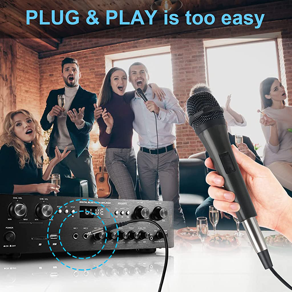 ZORBES  Dynamic Karaoke Cardioid Microphone with 10ft Cable, Smart Noise Reduction, Metal Handheld Mic Compatible with Karaoke Machine/Speaker/Amp/Mixer for Karaoke Singing/Speech/Stage/Performance/Podium