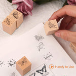 HASTHIP 16Pcs Vintage Wooden Rubber Stamps, Butterfly & Wings Decorative Stamp for Arts and Crafts, Journals, Card Making, Scrapbooking, Invitations