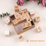 HASTHIP 16Pcs Vintage Wooden Rubber Stamps, Butterfly & Wings Decorative Stamp for Arts and Crafts, Journals, Card Making, Scrapbooking, Invitations