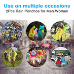 PALAY  2Pcs Rain Ponchos for Men Women, Reusable EVA Raincoats with Hood for Rain Ponchos for Camping, Hiking, Music Festival, Outdoor Activities (Blue)