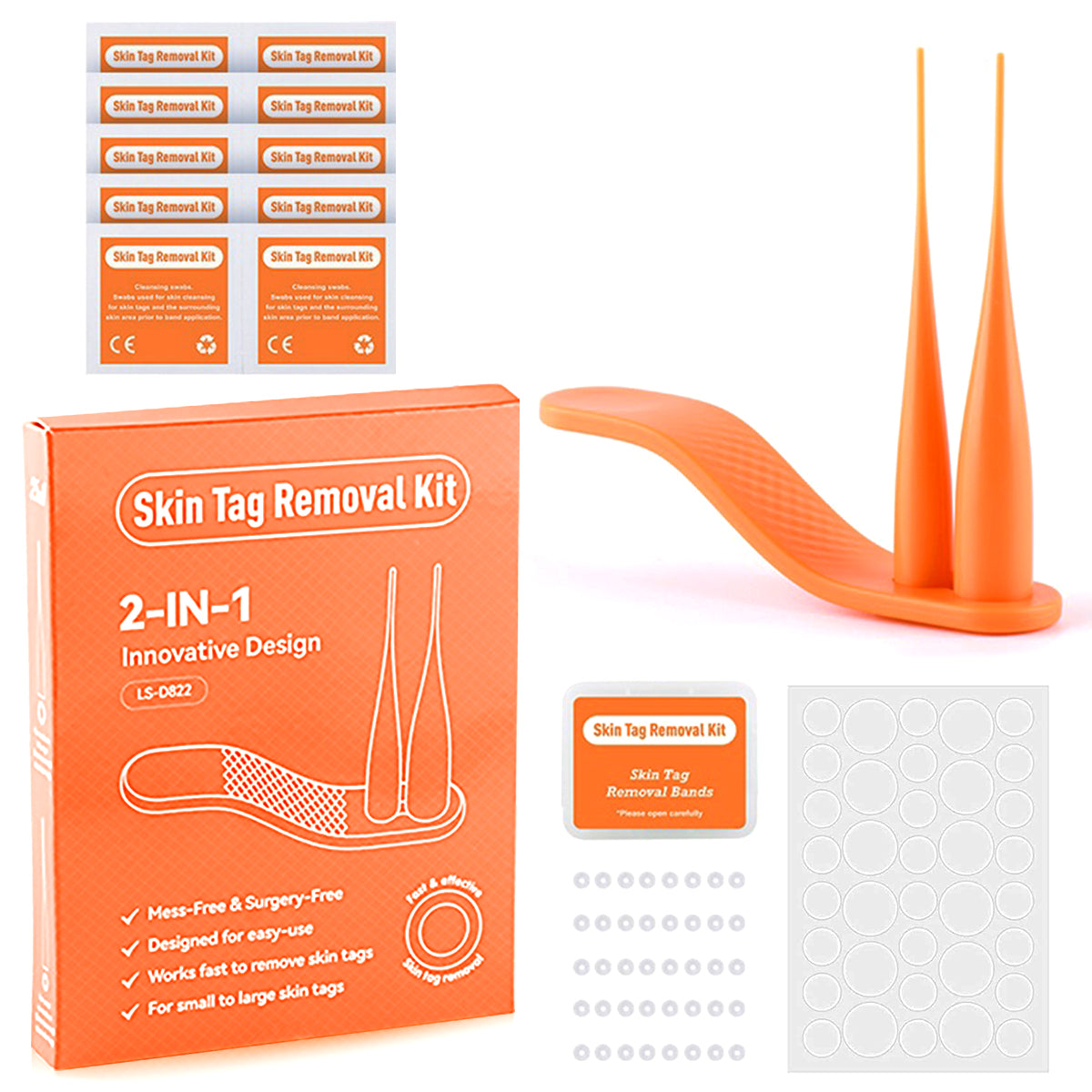 MAYCREATE  Skin Tag Remover Kits 2 in 1 Skin Tag Remover Auto Skin Tag Removal Pen with 40 Micro and Regular Skin Tag Bands For Home Painless Repair Patch Small Medium (2-5mm) Skin Tags