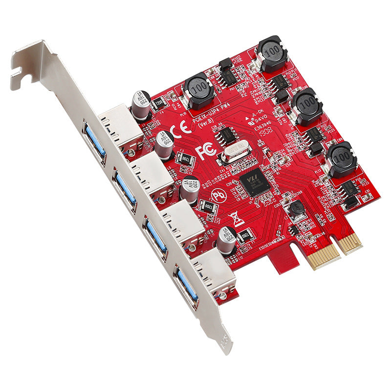 Verilux 4 Ports USB 3.0 HUB Super Fast 5Gbps PCI Express (PCIe) Expansion Card for Motherboard Windows Server, XP, 7, Vista, 8, 8.1, 10 PCs-Build in Self-Powered Technology-No Need Additional Power Supply
