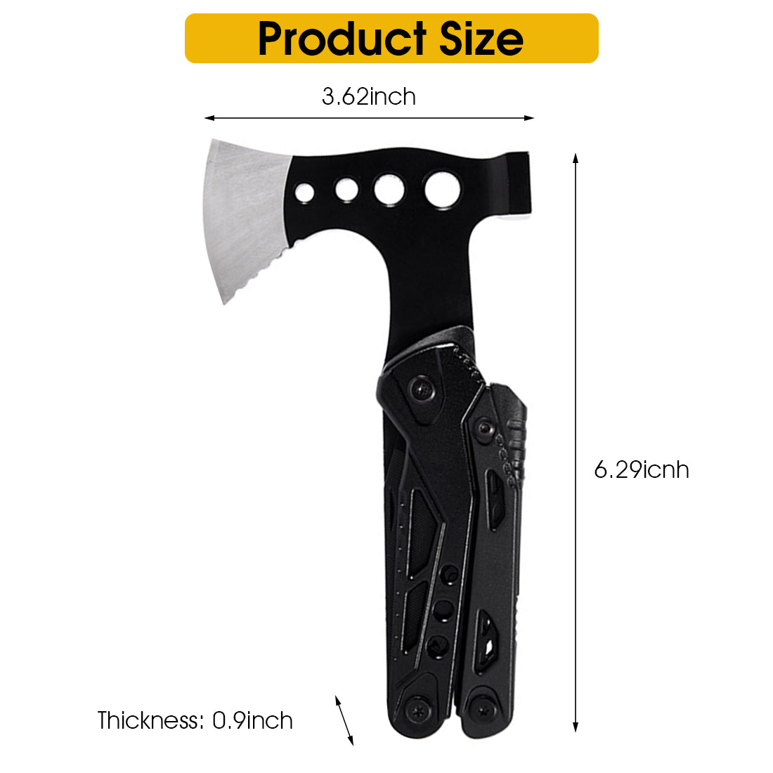 Proberos Foldable Multi Tools Kit, 15 in 1 Multifunction Axe Tool Camping Accessories for Hiking Household, Foldable Hammer Axe Plier Bottle Opener Whistle Camping Equipment with 3 Screw Bit