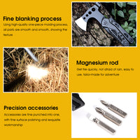 Proberos Foldable Multi Tools Kit, 15 in 1 Multifunction Axe Tool Camping Accessories for Hiking Household, Foldable Hammer Axe Plier Bottle Opener Whistle Camping Equipment with 3 Screw Bit