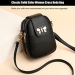 PALAY Small Crossbody Phone Bag for Women PU Leather Shoulder Bag, Classic Solid Color Women Purse Cross Body Bag, Practical Multi-Layer Zipper Pouch