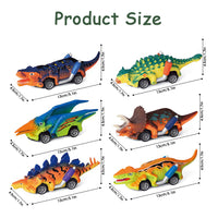 PATPAT  Kids Dinosaur Toys Pull Back Cars, 6PCS Dinosaur Toys for 2 3 4 5 Year Old Boys Girls, Boy Toys for 3-5 Years Old, Dinosaur Car Toy Set, Kids Christmas Birthday Gifts (Multicolor)