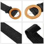 ZIBUYU Stretchable Braided Belt for Women Womens Elastic Belt Stretchable Belt Round Buckle Belt Stylish Braided Woven Belt for Women Saree Western Dress Traditional Dress Wear (Black)