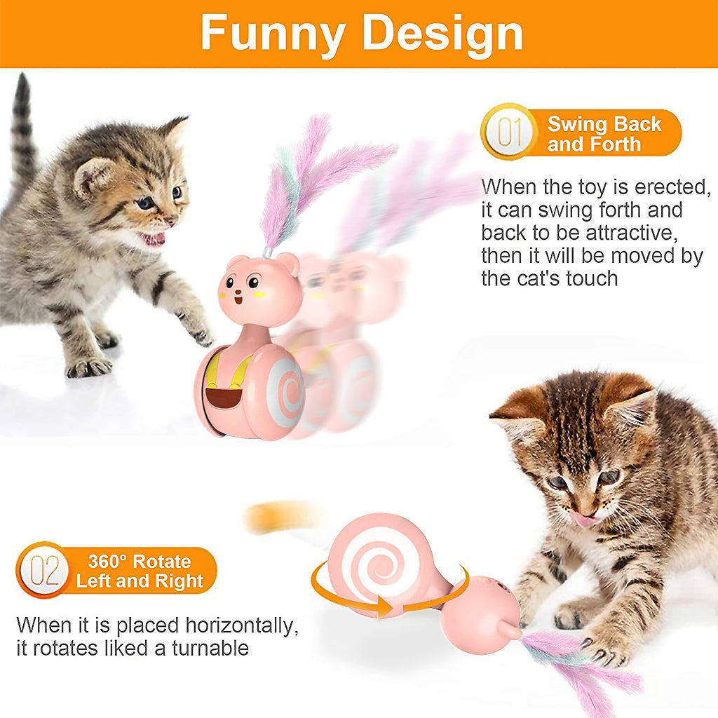 Qpets Interactive Tumbler Cat Toys, Running Cat Teaser Toy, Colorful Feather Tumbler Toy Cat Teaser Toy, Cat Playing Toys, New Cat Playing Toys, Indoor Cat Teaser Toys for Kittens(Pink)