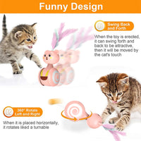 Qpets Interactive Tumbler Cat Toys, Running Cat Teaser Toy, Colorful Feather Tumbler Toy Cat Teaser Toy, Cat Playing Toys, New Cat Playing Toys, Indoor Cat Teaser Toys for Kittens(Pink)