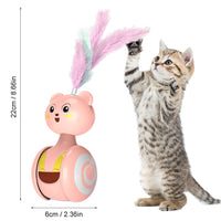 Qpets Interactive Tumbler Cat Toys, Running Cat Teaser Toy, Colorful Feather Tumbler Toy Cat Teaser Toy, Cat Playing Toys, New Cat Playing Toys, Indoor Cat Teaser Toys for Kittens(Pink)