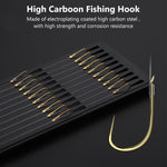 Proberos 10 pcs of Fishing Hooks, High Carbon Steel Sharpened Hook with Prepared Hook Line, Freshawater Fishing Hook Kit, Suitbale for Weighs 0.5-1.5kg(5#)