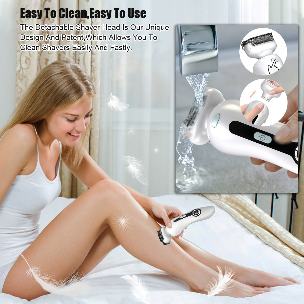HANNEA  Trimmer for Women Shaving Machine IP7 with LCD Display Facial Razors Bikini Trimmer for Women with LED Light Cordless Hair Removal Electric Razor USB Charge Wet & Dry Use Safe Shaver for Legs Underarm