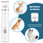 Qpets USB Rechargable 2 in 1 Dog Nail Trimmer and Dog Hair Trimmer for Small Area, Lower 58 DB Dog Nail Grinder and Dog Hair Clipper for Dogs and Cats