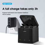 ZORBES GoPro Battery Charger, 3 Channel USB Battery Quick Charger for GoPro Hero 9/10 with Type-C Cord, GoPro Hero 10/9 Charger Charing & Storage 3 GoPro Battery at One time (Battery Not Included)
