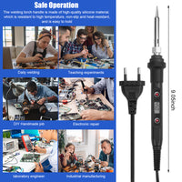 Serplex Temperature Adjustable Soldering Iron Kit With 5 Different Soldering Tips, 80W/220V Soldering Iron With Digital Display Screen, Temperature Range 200-500¡ãC, Fast Heating Solder Iron