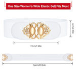 ZIBUYU Women Stretchy Belt Wide Elastic Waist Belt with Interlocking Buckle Mordern Design Slim Hip Woman's Waistband for Dresses, Saree, Girls Long Dress and Jeans (White)