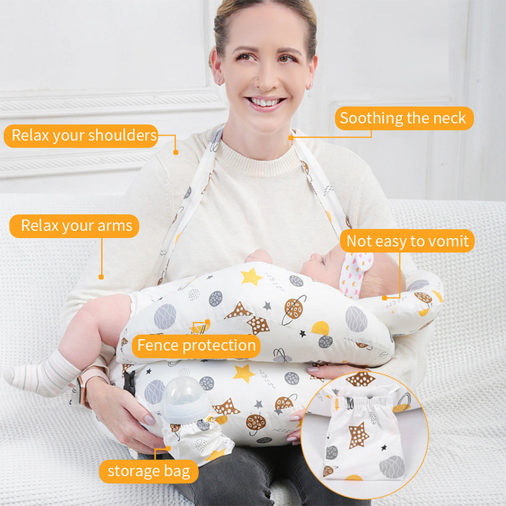 SNOWIE SOFT Baby Feeding Pillow for Mom Breastfeeding, Nursing Pillow with Infant Support Cushion, Multi Nursing Pad with Removable Neck Belt for Mom Baby Gifts