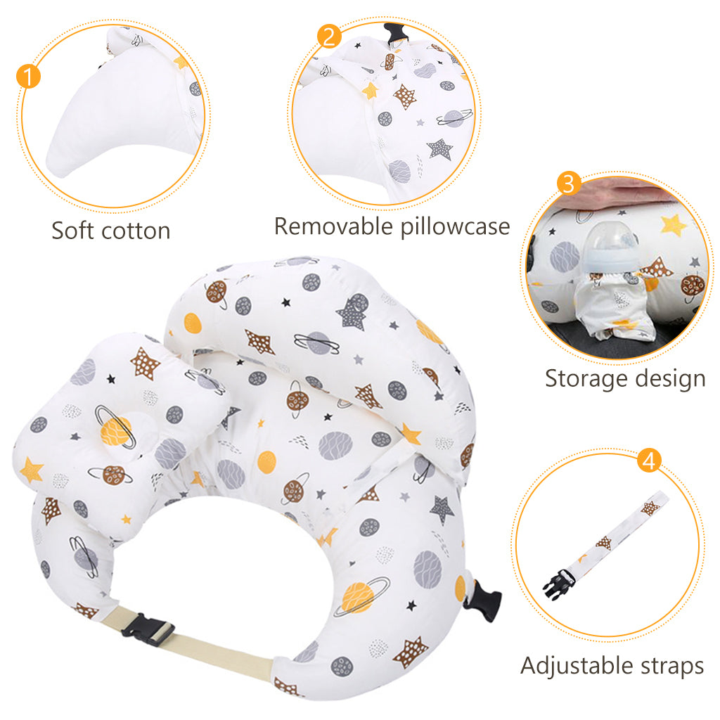 SNOWIE SOFT Baby Feeding Pillow for Mom Breastfeeding, Nursing Pillow with Infant Support Cushion, Multi Nursing Pad with Removable Neck Belt for Mom Baby Gifts