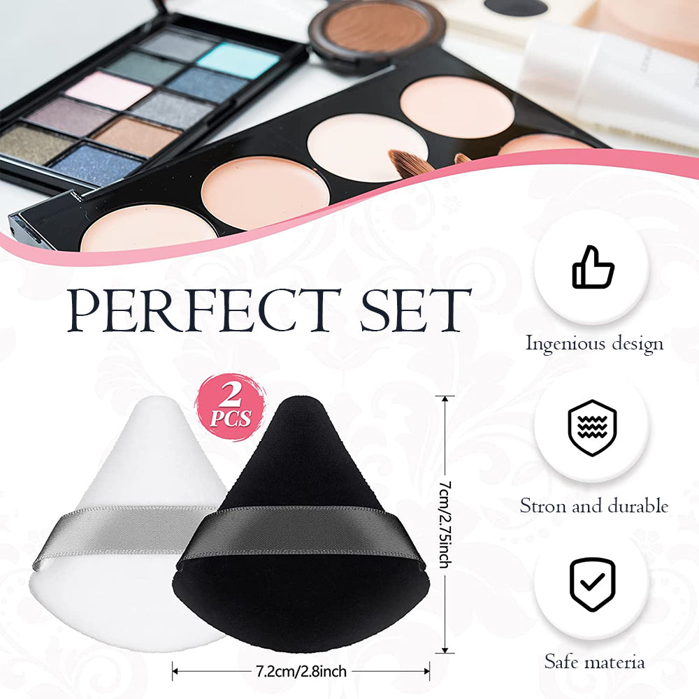 MAYCREATE  2pcs Triangle Powder Puff For Women Makeup Sponge puff Face Dry Wet Makeup Puff for Loose Powder Body Powder, Cotton Cosmetic Sponge for Contouring, Under Eyes and Corners