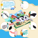 PATPAT 3D Baby Cloth Book,Cute Farm Animal Theme Soft Cloth Books, Sensory Book,6 Pages Early Development Baby Cloth Book for Baby Toddler 3-18 Months (Farm Tails Cloth Book) Yellow
