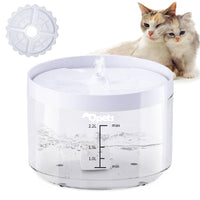 Qpets 2.2L Big Capacity Cat Water Fountain with LED Indicator Light, Automatic Power Off Cat Water Fountain with Filter, Water Dispenser for Cat, Water Fountain for Cats(USB Plug and Play)