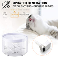 Qpets 2.2L Big Capacity Cat Water Fountain with LED Indicator Light, Automatic Power Off Cat Water Fountain with Filter, Water Dispenser for Cat, Water Fountain for Cats(USB Plug and Play)