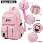 PALAY Blackpink Backpack for Girls School Bags Blackpink Kpop Theme Prints with USB Charging and Headset Port Backpack for Student College School Bag for Boys