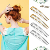 ZIBUYU  4 Pcs Hair Pins U Shaped French Metal Hair Pins Vintage Alloy Hair Forks Hair Clips for Women Girls Hair Accessories Hair Sticks (Silver and Gold)