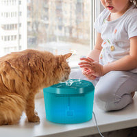 Qpets 2L Cat Water Fountain with Led Indicator Light, Safe Cat Dog Water Dispenser with Filter,Water Dispenser for Cat, Dog Water Fountain Dog Water Fountain for Cats USB Plug and Play(Green)