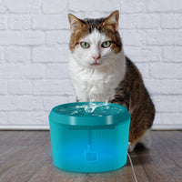 Qpets 2L Cat Water Fountain with Led Indicator Light, Safe Cat Dog Water Dispenser with Filter,Water Dispenser for Cat, Dog Water Fountain Dog Water Fountain for Cats USB Plug and Play(Green)