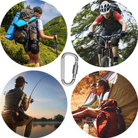 Proberos  6pcs Carabiner Clip for Bicycle, 3.1  Aluminum D-Ring Keychain Chain Lock for Outdoor, Camping, Hiking, Fishing, Home RV, Travel, Spring-Loaded Gate Hook (Silver)