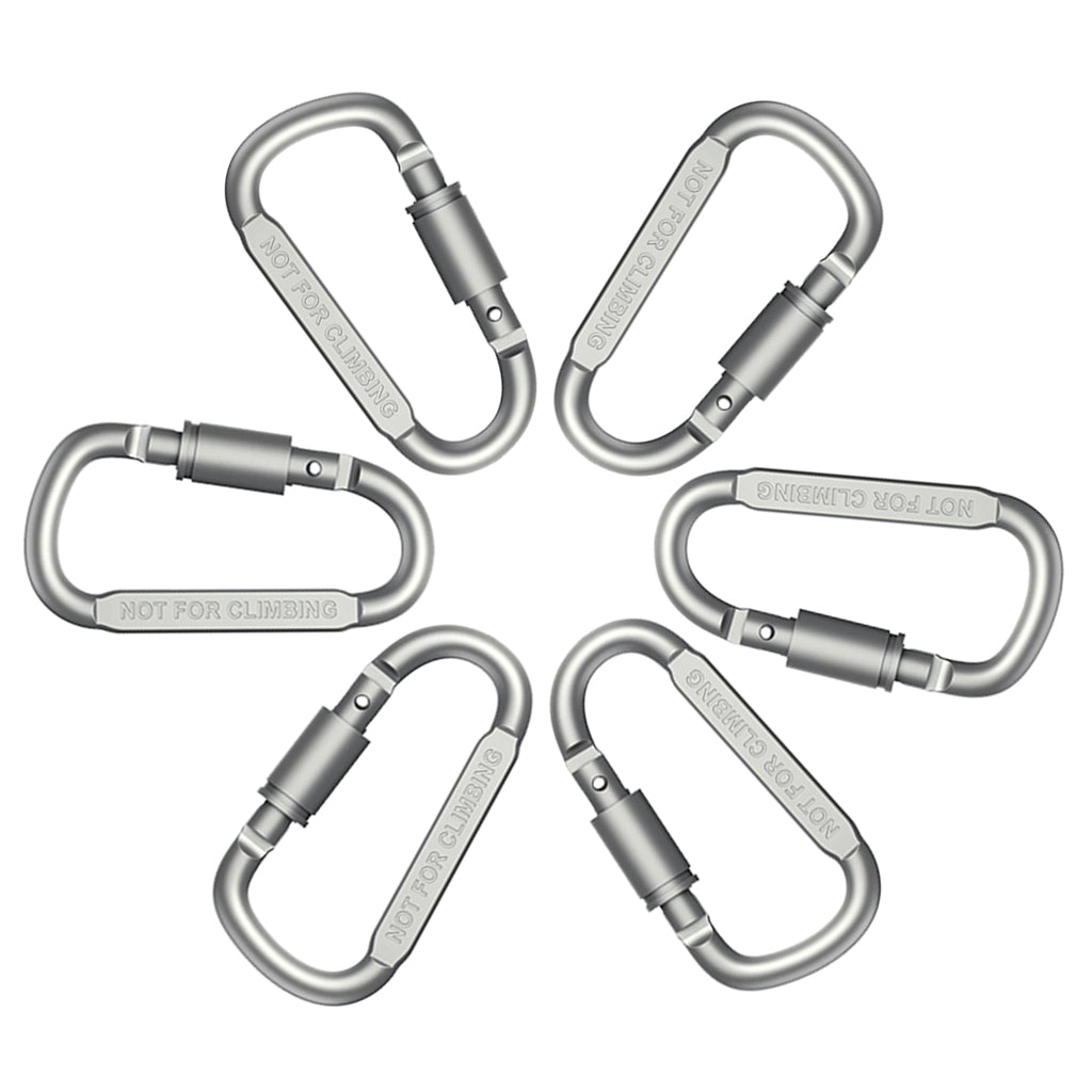 Proberos  6pcs Carabiner Clip for Bicycle, 3.1  Aluminum D-Ring Keychain Chain Lock for Outdoor, Camping, Hiking, Fishing, Home RV, Travel, Spring-Loaded Gate Hook (Silver)