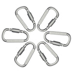Proberos  6pcs Carabiner Clip for Bicycle, 3.1  Aluminum D-Ring Keychain Chain Lock for Outdoor, Camping, Hiking, Fishing, Home RV, Travel, Spring-Loaded Gate Hook (Silver)
