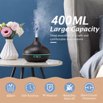 MAYCREATE Aroma Diffuser for Home Electric 400ml Timing with Cool Mist Essential Oil Diffuser 26dB 7-Color Changing Led Humidifier Scented Oil Diffuser for Yoga Oil Diffuser