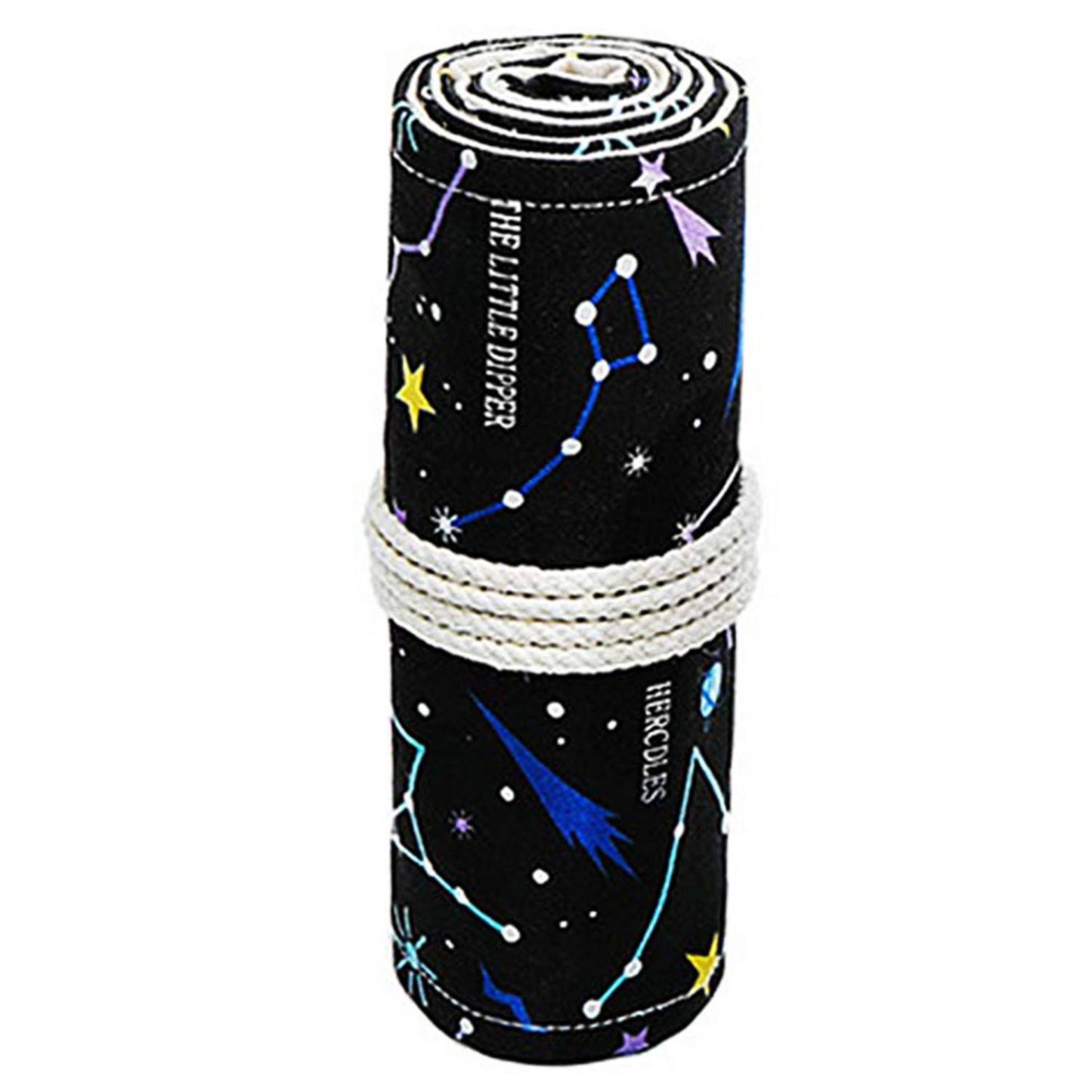 PATPAT  48 Holes Canvas Pencil Wrap Case for Adults and Kids, Colored Pencil Roll Up Canvas Pouch Package for Sketching Drawing Writing Storage-constellation (Night Sky(48 holes))