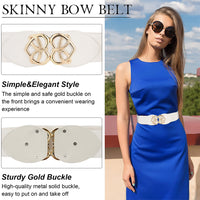 ZIBUYU Retro Wide Elastic Waist Belt Stretchy Stylish Dress Belts with Interlocking buckle Belts Waistband for Women-White